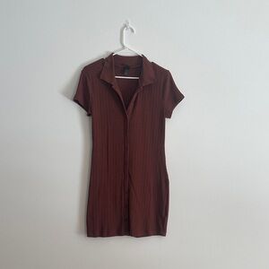 Women's Brown Collared Top
